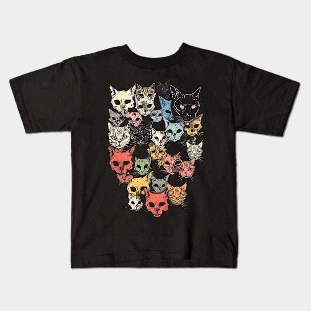 Cat Skull Science Kids T-Shirt by BilodeauBlue